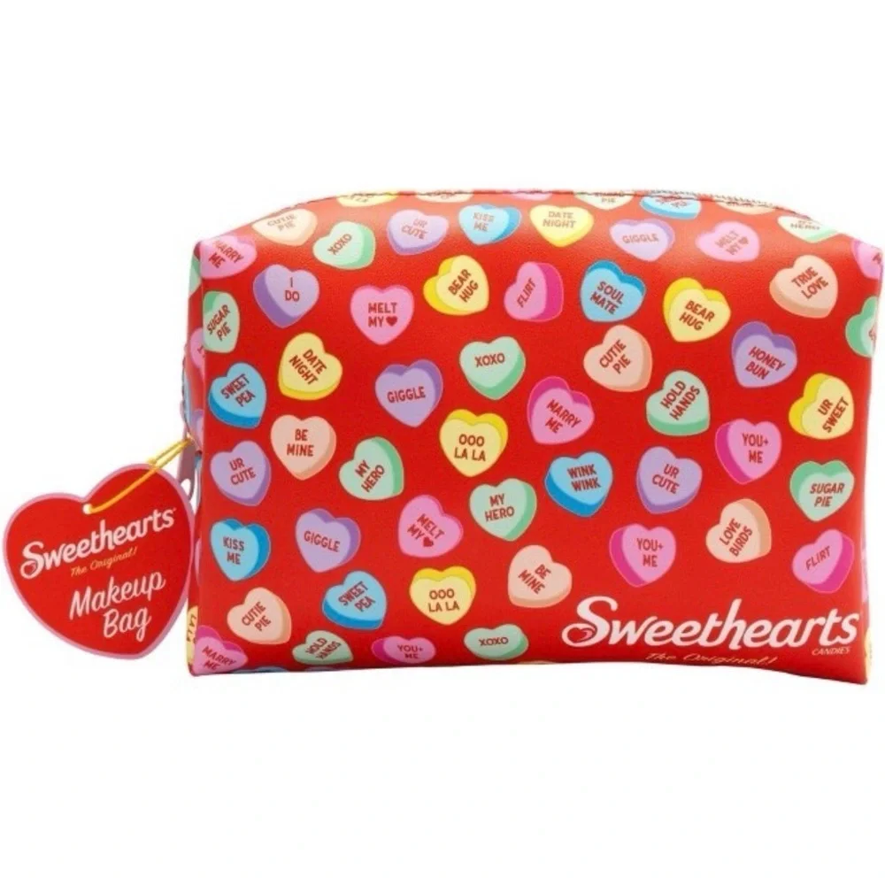 Sweethearts Cosmetic Makeup Bag – Candy Heart Print – NEW